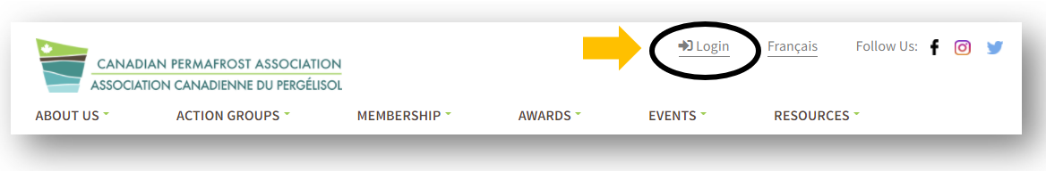 Screenshot of the website directing you to login button